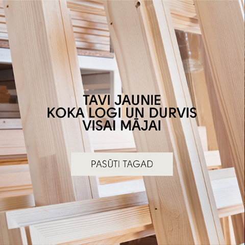 Tavi jaunie koka logi un durvis visai mājai